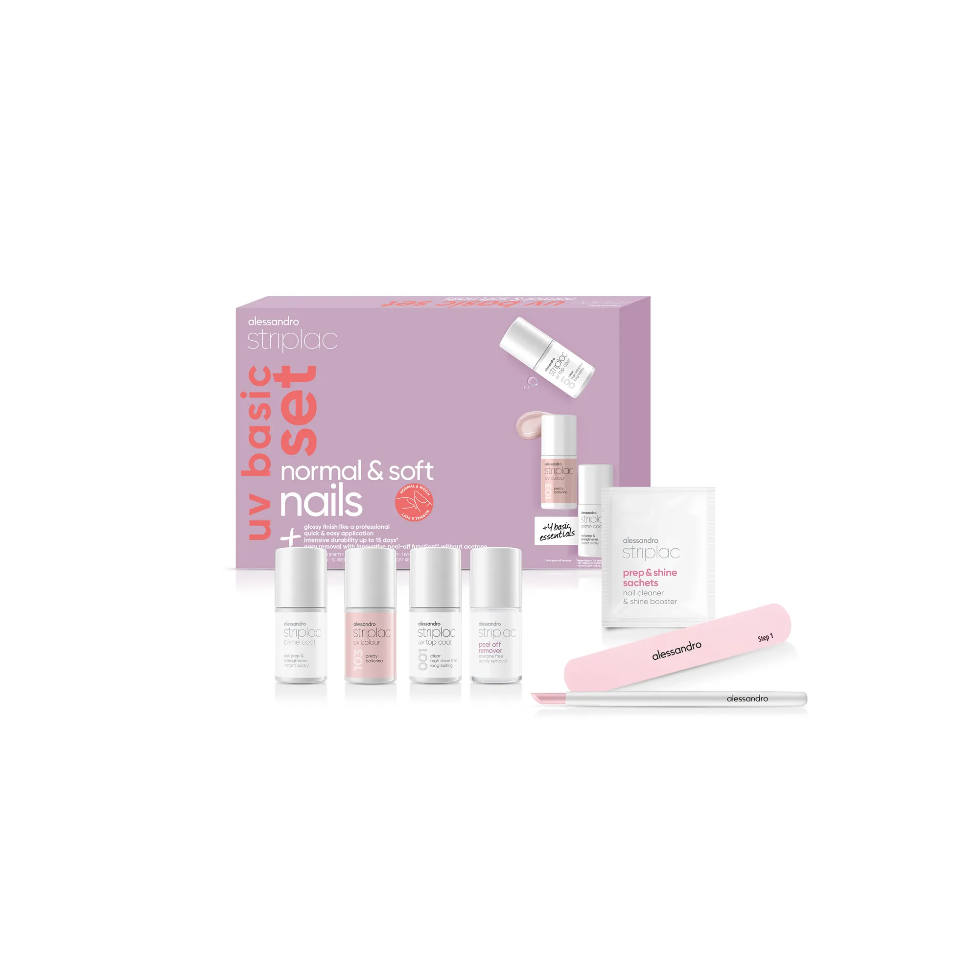 Striplac Uv Basic Set + Colour Normal & Soft Nails Striplac Uv Basic Set + Colour Normal & Soft Nails